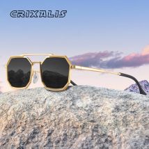 CRIXALIS Steampunk Quadrat Sonnenbrille Männer Retro Metall Rahmen Sonnenbrille Frauen Vintage Trendy Punk Mode Polygon Shades UV400