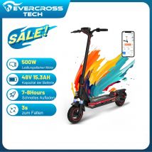 EVERCROSS TECH A1 500W Patinete Eléctrico para Adultos, 10'' Plegable Patinete Eléctrico Adultos App Control, 48V 14Ah Autonomía 50km, 3 Modos de Velocidad Patinete Eléctrico