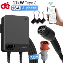 dé 11kW Wallbox Home stacja ładowania z kontrola aplikacji 7.5m kablem ładującym CEE do typu 2 ładowarka EV 16A 3-fazowy ładowarka EV EVSE