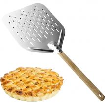 12-Zoll-Pizzaschaufel aus Metall, antihaftbeschichtet, Pizzaschale mit Holzgriff, Transfertablett für selbstgemachtes Backen, Pizza, Kuchen, Brot, Pizzas-Werkzeuge