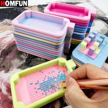 HOMFUN Nuovo simpatico vassoio colorato per pittura con diamanti di grandi dimensioni con coperchio per accessori per ricamo 5D Strumenti di archiviazione Vassoio portaoggetti per trapano