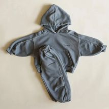 2024 Winter Neue Kinder Plus Samt Dicken Sport Set Jungen Mädchen Fleece Mit Kapuze Sweatshirt + Hosen 2 stücke Anzug Kinder warme Outfits