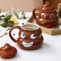Tee-Kaffeetasse, multifunktional, frecher Streich, Poop, Keramikbecher mit Löffel, Mehrzweck-Wassertrinkbecher für Damen und Herren