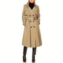 NewClassic Elegant Warm Windbreaker Jacket With Belt Double-Breasted Casual Long-Sleeve Coat Office Autumn Winter Women Clothing