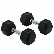HOMCOM Manubri esagonali corti Manubri in ghisa Maniglia corridita 2X8 KG