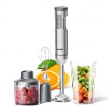 Hand Immersion Blender 1000W Powerful 4-in-1,Stainless Steel Stick Food Mixer,700ml Mixing Beaker,500ml Processor,Whisk
