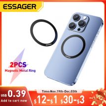 Essager 2 uds anillo magnético de Metal 0,3mm pegatina Universal para iPhone 15 14 Pro imán MagSafe para placa de carga inalámbrica Samsung