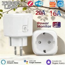 Presa Intelligente WIFI o ZigBee 16A/20A EU con Monitoraggio Consumo, Controllo Remoto Wireless tramite App e Comandi Vocali, Compatibile con Tuya Alexa Google