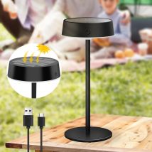 Solar-Schreibtischlampe, Solar-Licht, Tischlampe für Schlafzimmer, Camping, zwei Lademöglichkeiten, 3 Farbtemperaturen, wasserdichte Nachtlichter für Zuhause