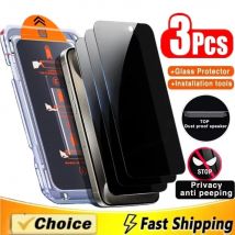 Protezione per installazione senza polvere in vetro temperato per privacy da 3 pezzi per IPhone 17 16 15 14 13 12 Pro Max 17Air Protezione schermo anti-spia