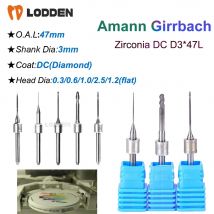 Amann Girrbach Milling Burs Dental Grinding Zirconia D3 shank Diamond Drills 2.5/1.0/0.6/0.3 Dental Lab Dentistry Material
