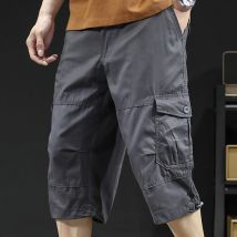 Herren Cargo-Shorts, lässige halbe Hose, elastische Taille, Sommer-Camouflage-Shorts, Sport, Laufen, Wandern, mehrere Taschen, männliche Kniehose