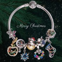 JIUHAO Charm-Perlen aus 925er-Sterlingsilber mit Schneeflocken-Schneemann, passend für Original-Armbänder, DIY-Charm für die Schmuckherstellung, Weihnachtsgeschenk