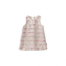 Children Girls Pink Sleeveless Dress Autumn Infant Babys Girls Bow Wool Dress Round Collar Toddler Kids Girls Dress Belle Dress