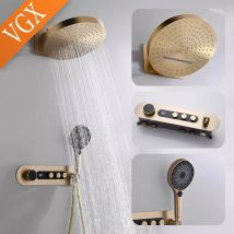 VGX Ukryty termostatyczny zestaw prysznicowy Temperatura Cyfrowy wyświetlacz Wodospad System prysznicowy Opady deszczu Zestaw prysznicowy do łazienki