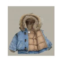 RAISE Children Boys Winter Jackets Denim Padded Outerwear Coat For 4-14Y Kids Boys Faux Fur Hooded Young Teens Boys Warm Parkas