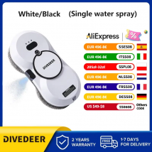 DIVEDEER-Robot de limpieza de ventanas, aspirador de vidrio eléctrico con pulverizador de agua inteligente de alta succión, máquina sin escobillas