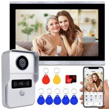 1080P 10 Inch Touch Screen Wifi Video Doorbell, Smart TUYA Home Video Intercom 32G Card Rceord Kit  ID Unlcok 4-Wire Connection
