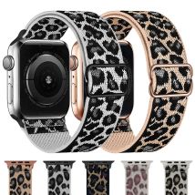 Mode Leopardenmuster Nylon Verstellbares Armband Für Iwatch Band 42mm 46mm 49 45 44 42 41 40 38 Für Iwatch Serie Ultra 10 9 8 7 SE