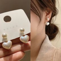 Neue Mode liebe Herz Perle Ohrringe für Frauen Süße Elegante Temperament Tropfen Ohrring Trend Schmuck Zubehör