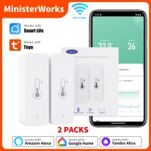 Sensore di temperatura e umidità WiFi Tuya da 2 pezzi. Il telecomando dell'APP Smart Life funziona con Yandex Alice Alexa