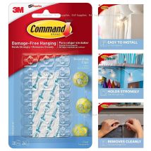 Clip per decorare il comando 3M, mini gancio in plastica trasparente gancio di comando 20 clip