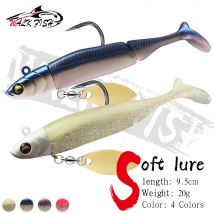WALK FISH 9,5 cm 20 g weicher Köder Wobbler künstliche Blei Jig Kopf Silikon weicher Köder mit Pailletten T-Schwanz Jigging Meeresangelköder