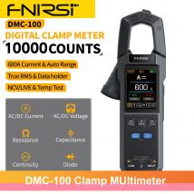 FNIRSI DMC-100 Pinza amperometrica tensione corrente CC CA con caricatore USB, 10000 conteggi, pinza amperometrica 600A Tester NCV Elettricista