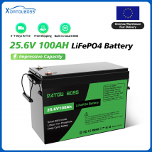 Datouboss 100Ah 24V LiFePo4 Akku mit 100A BMS, 8000+ Zyklen, Lithium-Batterie, max. 2560W Leistung, unterstützt Serien-/Parallelbetrieb