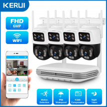 KERUI 6MP Full HD 8CH Wireless NVR Sicurezza WIFI IP Kit sistema di telecamere a doppio obiettivo Sorveglianza esterna CCTV Audio Video Recorder