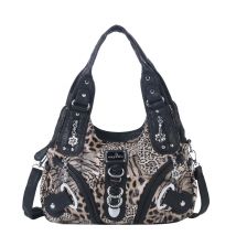 Vintage-Tasche Große Damen-Schultertasche mit Leopardenmuster, Modische Henkeltasche, Dumpling-Tote, Hobo-Handtasche