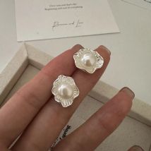 925 Sterling Silber Muschelperlen-Piercing-Ohrringe für Damen, luxuriöser Vintage-Chromschmuck, hochwertige Accessoires, verhindert Allergien