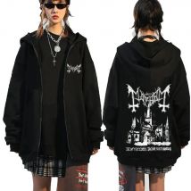 Mayhem De Mysteriis Dom Sathanas Album Zipper Hoodies Death Metal Gothic Zip Up Hoodie Men Women Oversized Fleece Hoody Jacket