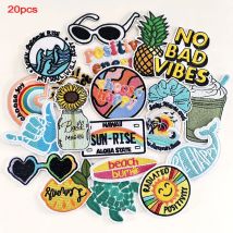 20 teile/los Gläser Sea beach Wave Mixed Patches Bügeln für Kleidung Aufkleber DIY Stickerei Abzeichen Outdoor-Thema Näh applikationen