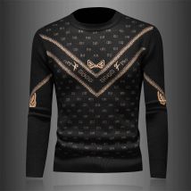 Vintage Mode Pullover Männer Winter männer Jacquard Pullover Wolle Mischung Pullover Rundhals Gestricktes Hemd Club Outfits Basis Shirt