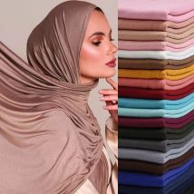 Neue muslimische Frauen Jersey Hijab Schal einfarbig Kopfwickel Mode Kopftuch Turban Islam Schleier flexibel Premium Modal