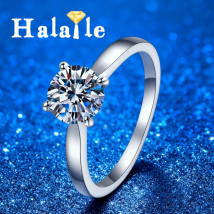 Halaile D Color Moissanite S925 Sterling Silver Solitaire Ring Trendy Fine Jewelry Women Bridal Engagement Wedding Gift