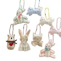 Kawaii Cat Bunny Bear Keychain Cartoon Plush Stuffed Keyring Cute Key Holder Pendant Bag Hanging Decoration Birthday Gift