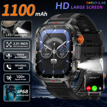 2025 Neue Smartwatch, Sprachassistent, 2,01 Zoll HD-Bildschirm, Bluetooth-Anruf, wasserdicht, 1100 mAh, großer Akku, Kompass, Outdoor-Sportuhren