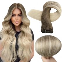 Extensiones de trama de cabello humano brillante, mechones de cabello de 100g, Color rubio degradado, piel Remy recta sedosa, doble trama para salón