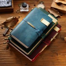 100% TN04 Genuine Leather Traveler's Notebook Travel Diary  Journal Vintage Handmade Cowhide Gift planner Free Lettering Embosse
