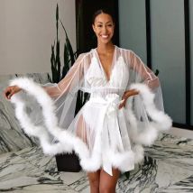 Feather Maternity Dress Photo Shoot Pregnant Women Photography Gown Kimono Evening Prom Wedding Robe Bathrobe Short jacket