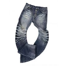Y2k American Vintage Bootcut Jeans Full Length Distressed Subculture Denim Punk Style Retro Slim Zipper Mid Waist 2025 Autumn