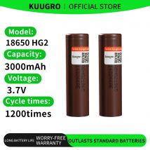kuugro HG2 18650 3000mAh 3.7V Continuous Discharge 30A Rechargeable Batteries For Drone Power Tools