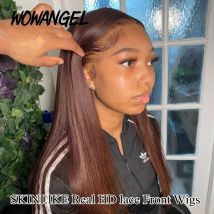 Wow Angel Chocolate Brown Colored 13x6 HD Lace Front Wig Straight Wigs Glueless Human Hair Wig Weargo Wig Melt Skin For Woman