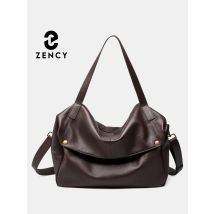 Zency Large Capacity Shoulder Bag Purse Genuine Leather Women's Work Tote Bag Handbag Shopper Bag Pocket For A4 ipad Crossbody