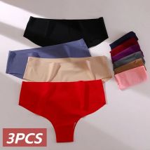 3 Stück Unterwäsche für Frauen Seide nahtlose Frauen Höschen solide weiche Sport Fitness Tangas Slips Damen sexy Dessous Tangas