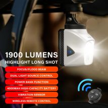 TOWILD DL1200S/DL1700 Lampka Rowerowa z Funkcją Cut-Off Beam 1900LM Akumulatorowa Lampka Przednia Rowerowa Power Bank Reflektory Rowerowe MTB