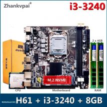 H61 LGA1155 Desktop Motherboard For Intel Set With Core Duo 3.4GHZ Cpu i3-3240 DDR3 8GB Memory Computer Mainboard Assemble M.2