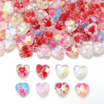 5 Stück Glas-Liebesperlen, farbig, transparent, Pfirsich-Herz, Lampwork, lose Perlen für Schmuckherstellung, Zubehör, DIY-Armband, Ohrringe